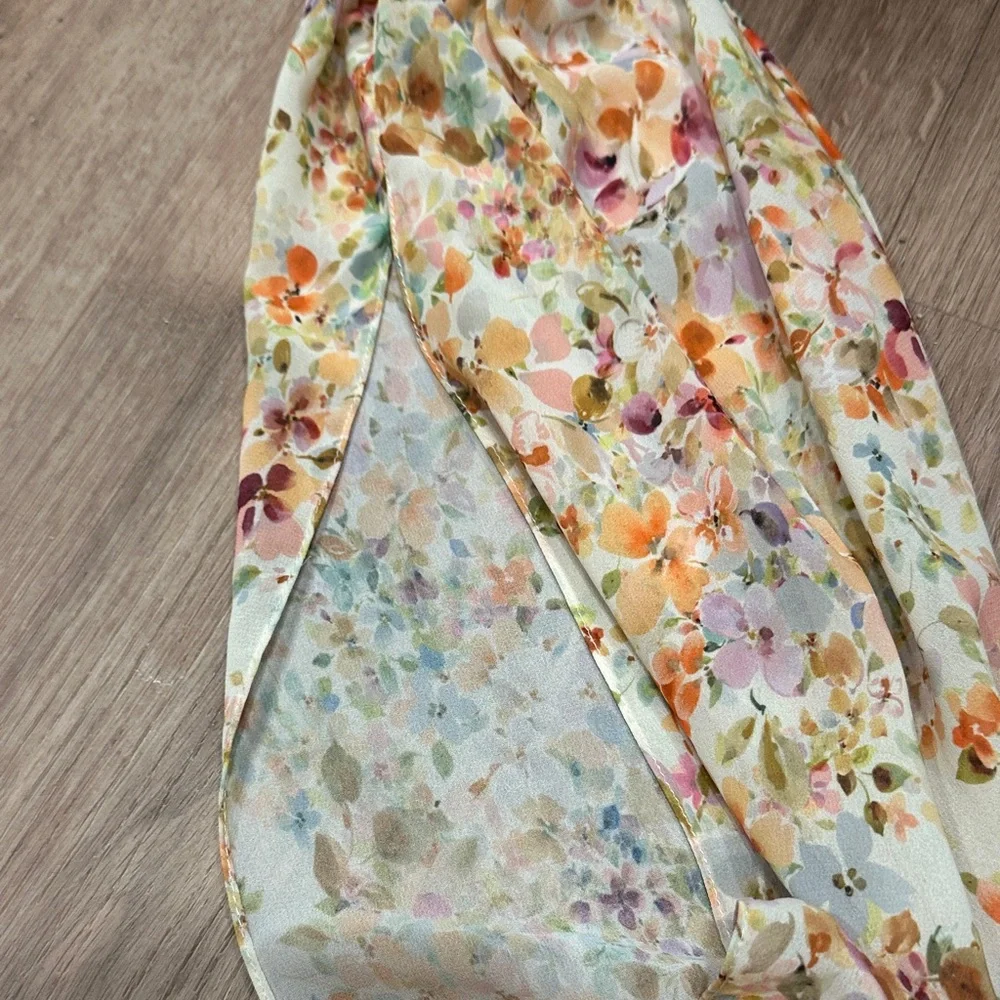 Monique Lhuillier Multicolor Floral Long Sleeve Dress with open sleeves - Picture 3 of 4